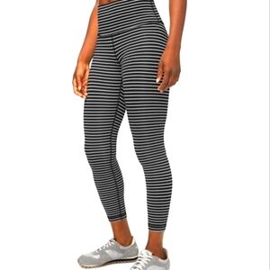 Lululemon High Rise Parallel Black & White Striped Leggings